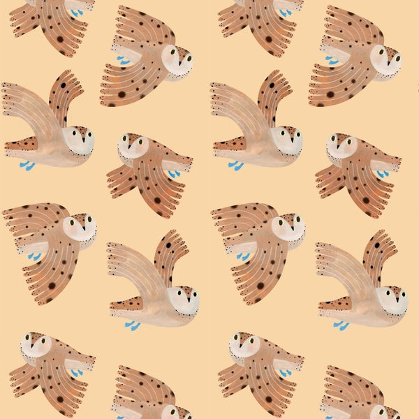 Wallpaper Meet me at the Wall - Owl - Cream - Aniek Bartels