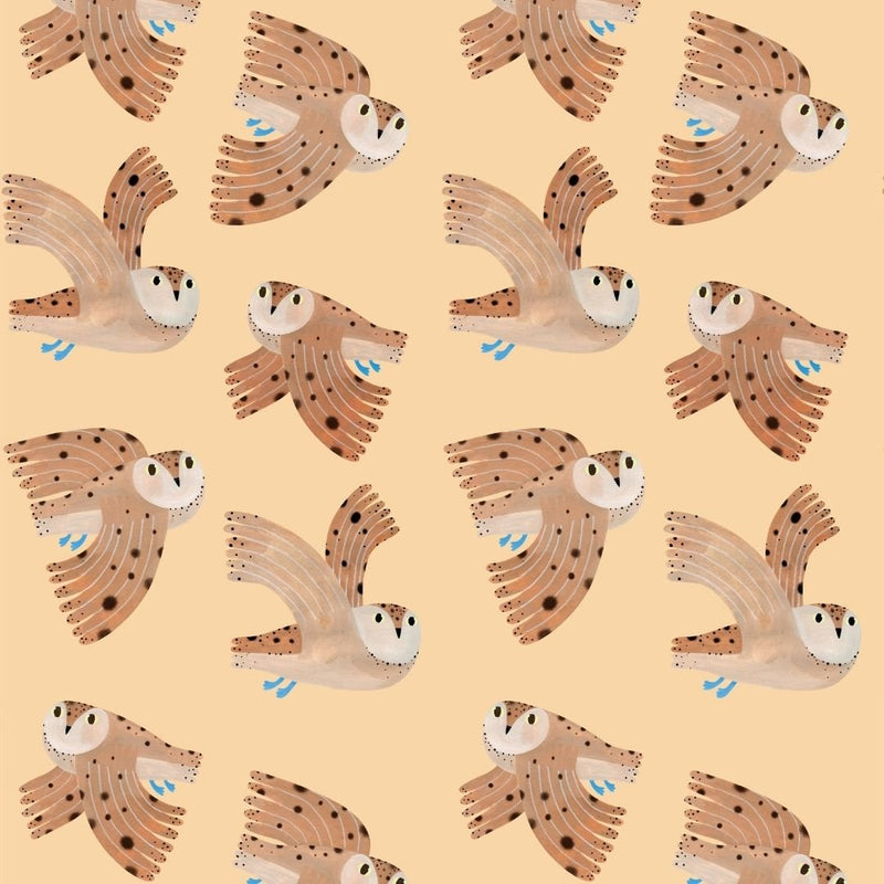 Wallpaper Meet me at the Wall - Owl - Cream - Aniek Bartels