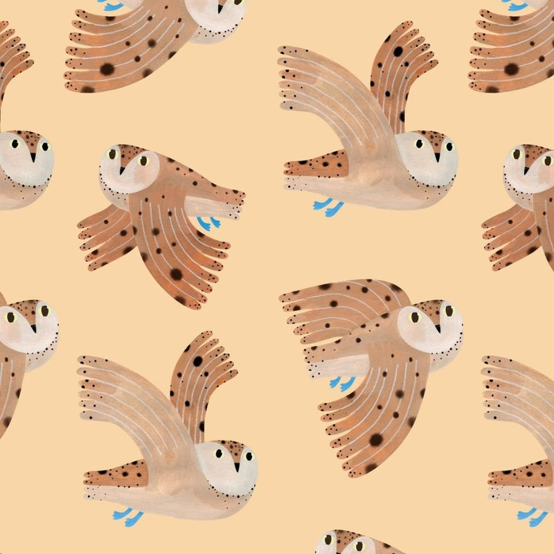 Wallpaper Meet me at the Wall - Owl - Cream - Aniek Bartels