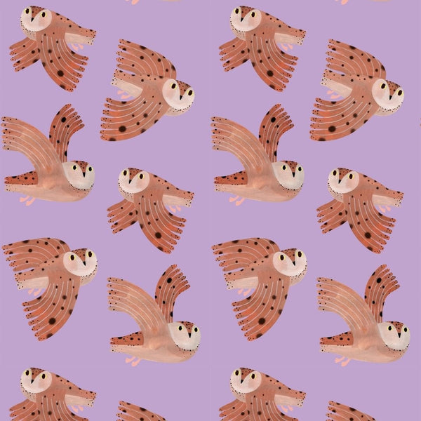Wallpaper Meet me at the Wall - Owl - Lilac - Aniek Bartels