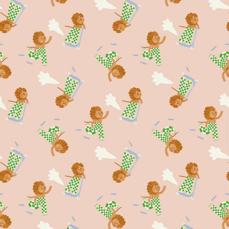 Wallpaper Meet me at the Wall - Skating Lion - Green - Aniek Bartels