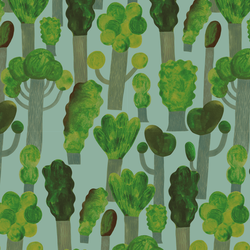 Wallpaper Meet me at the Wall - Trees - Sky Blue - Aniek Bartels