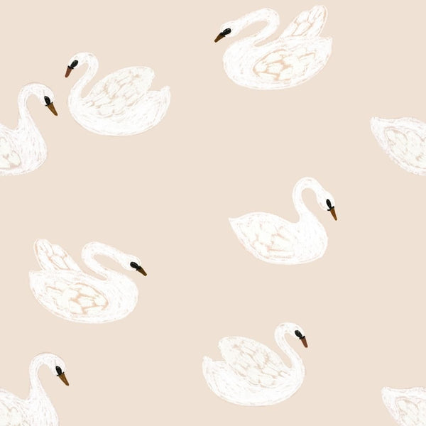 Wallpaper Meet me at the Wall - Swans - Beige - Joëlle Wehkamp
