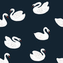 Behang Meet me at the Wall - Swans - Night blue - Joëlle Wehkamp