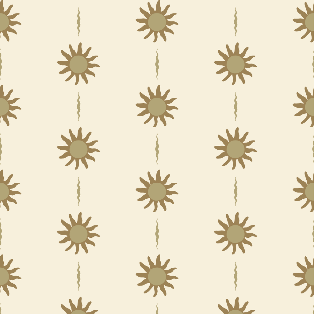 Behang Sunny Days Olive – zonnetjesbehang kinderkamer in olijfgroen