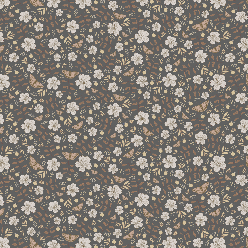 Wallpaper sample Little Amour - Little Flower Garden - Anthracite