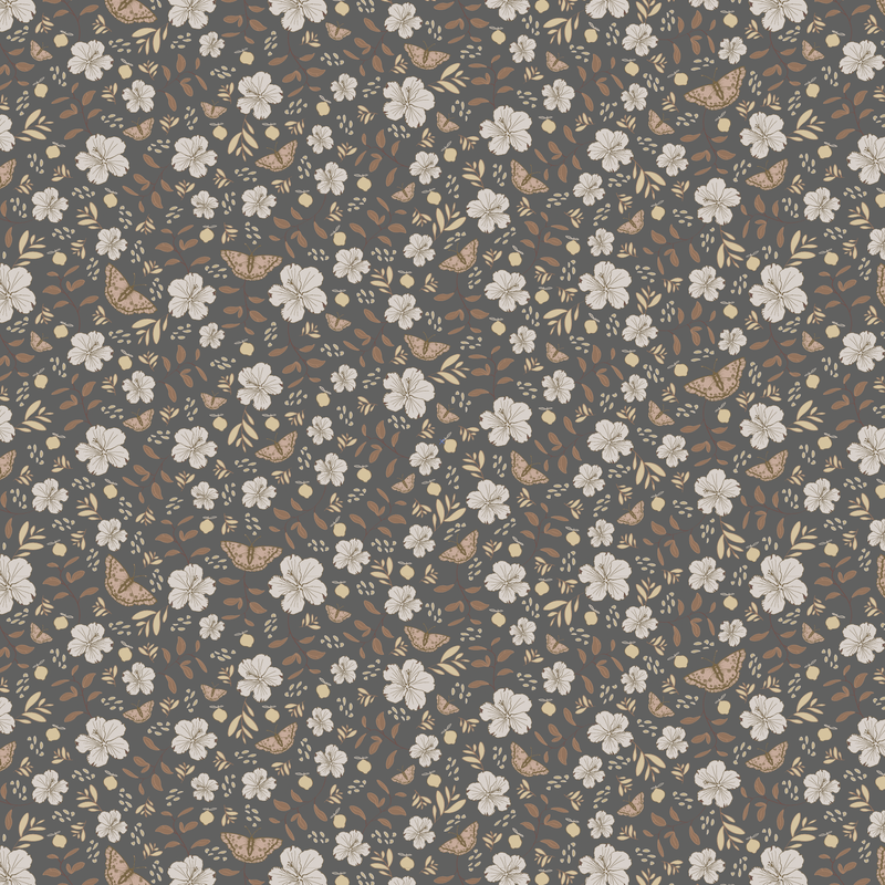 Wallpaper sample Little Amour - Little Flower Garden - Anthracite