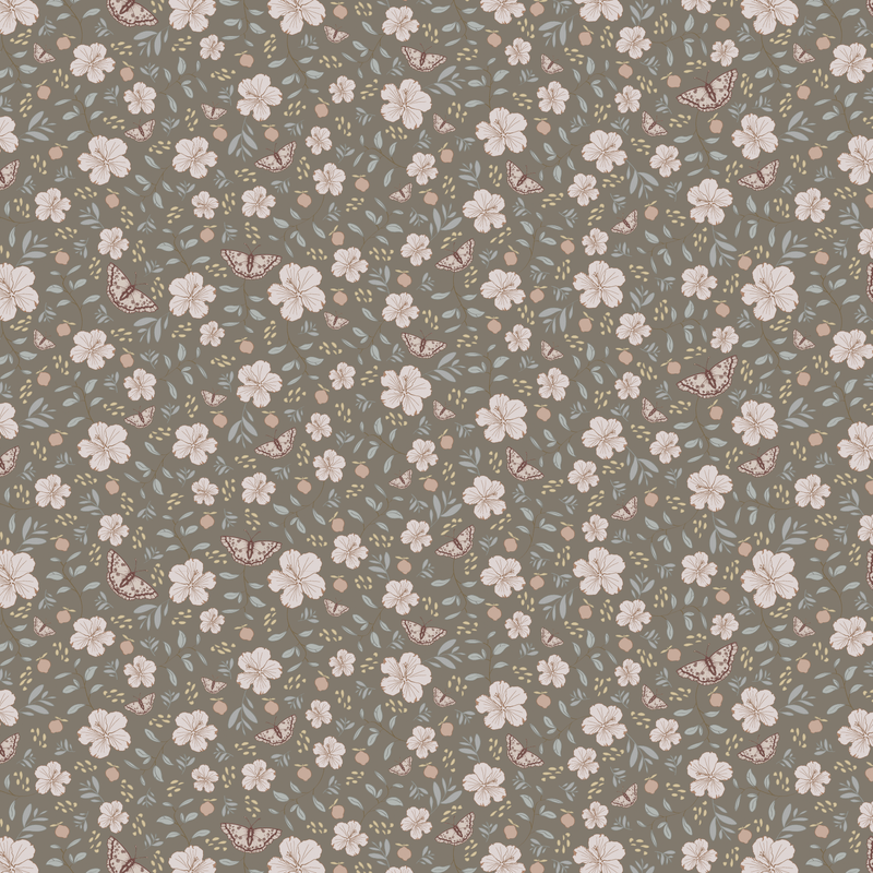 Wallpaper sample Little Amour - Little Flower Garden - Brown/Pink