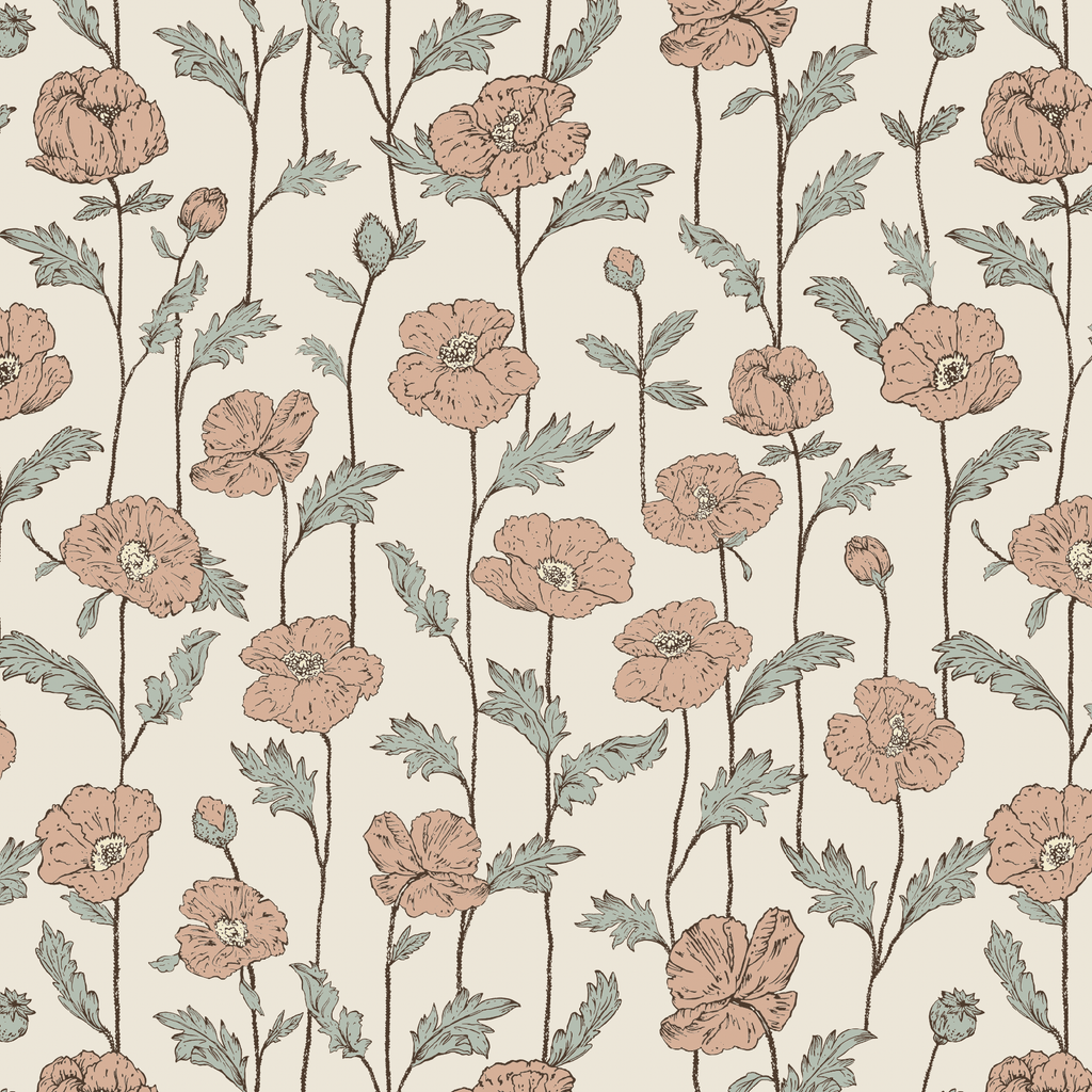 Wallpaper sample Little Amour Poppy Amour - Salmon pink