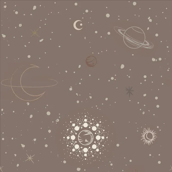 Wallpaper sample Little Amour Space Stars - Warm Brown