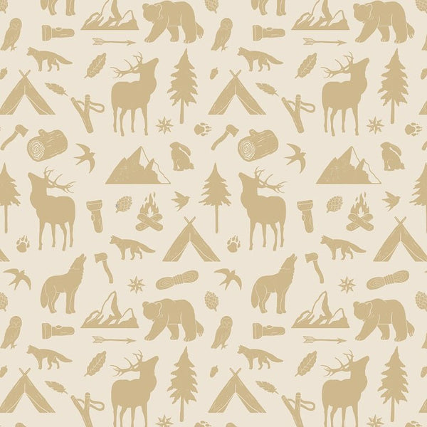 Wallpaper sample Little Amour Wild Forest - Ochre