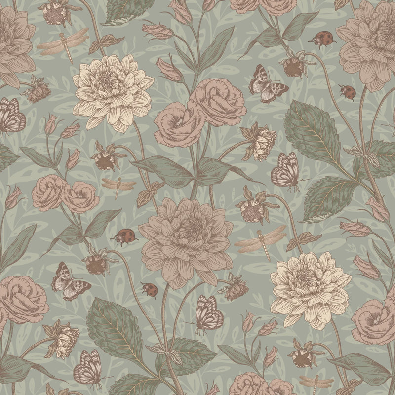 Wallpaper Little Amour Floral Spring - Green