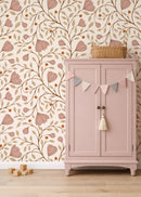 Behang Secret Garden – botanisch bloemen behang kinderkamer met handgetekende takken