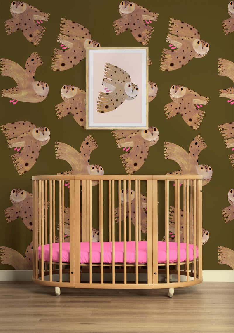 Wallpaper Owl - Fern - Meet Me at the Wall x Aniek Bartels