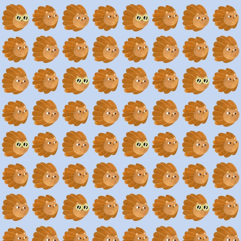 Tapetenbeispiel Meet Me at the Wall – Löwenköpfe Blau – Aniek Bartels