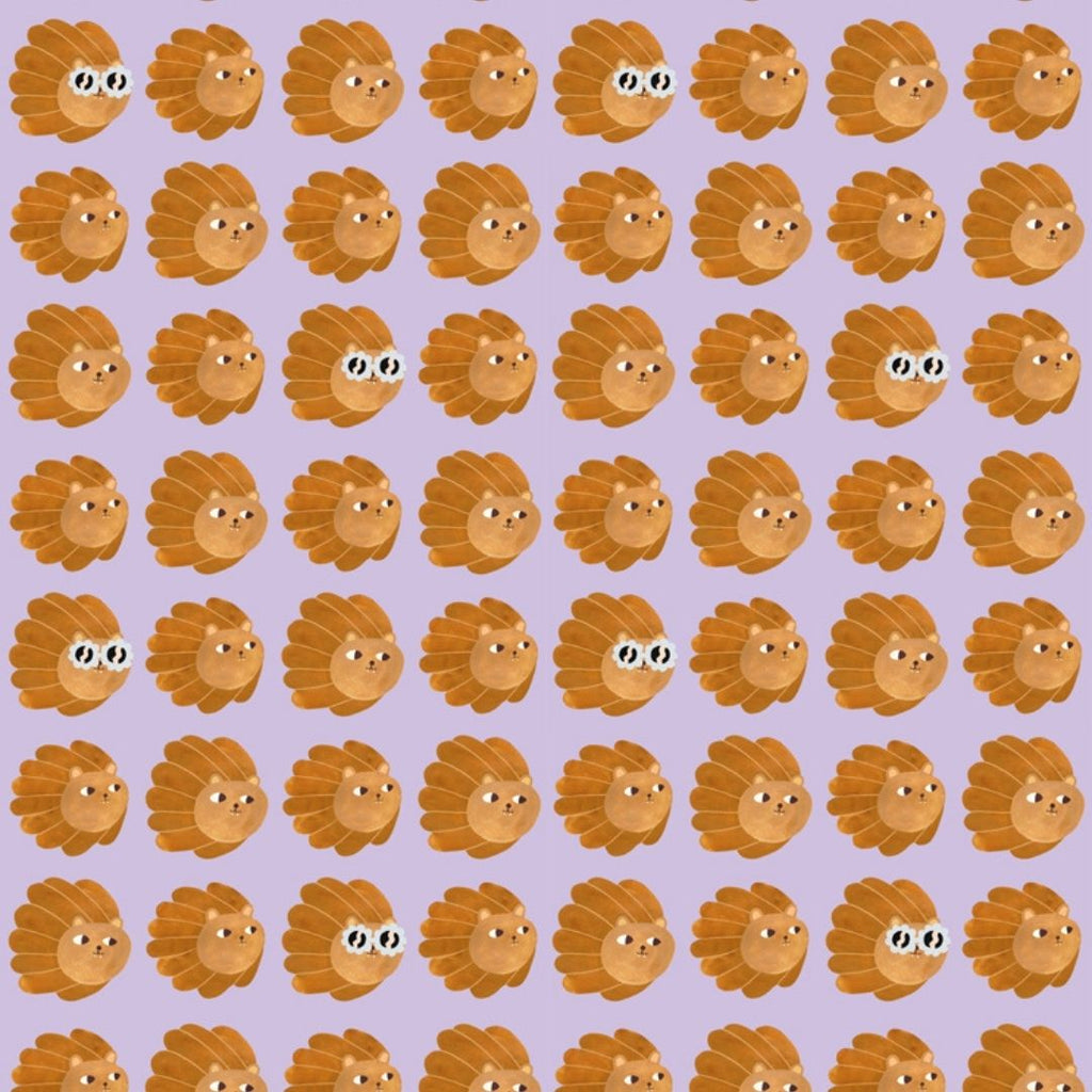 Behangstaal Meet me at the Wall - Lion heads - Lilac - Aniek Bartels