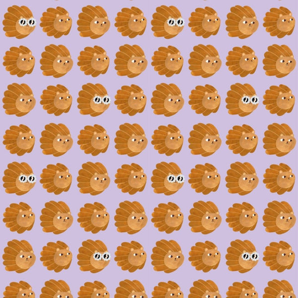 Wallpaper sample Meet me at the Wall - Lion heads - Lilac - Aniek Bartels