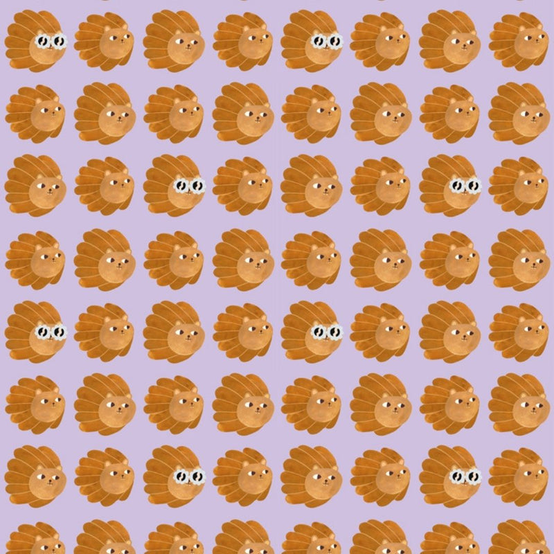 Behangstaal Meet me at the Wall - Lion heads - Lilac - Aniek Bartels