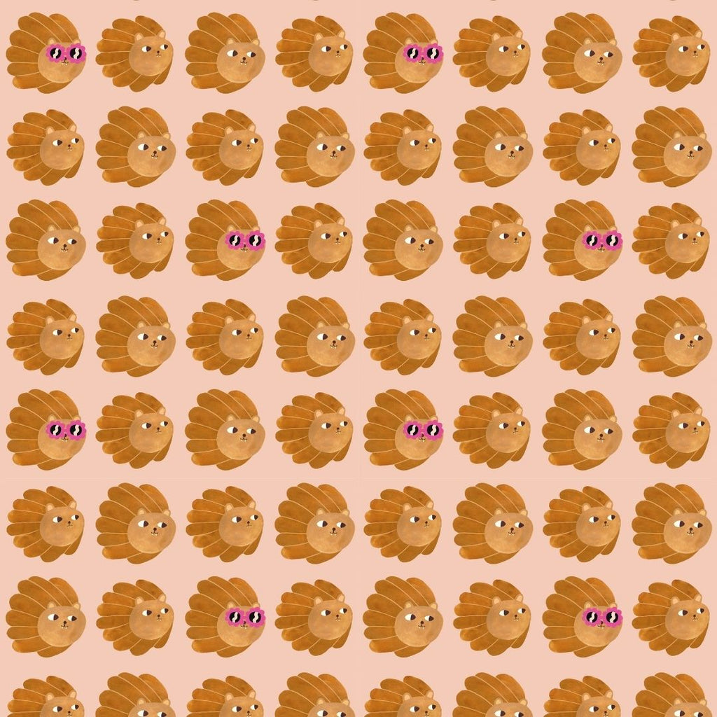 Behangstaal Meet me at the Wall - Lion heads - Pale pink - Aniek Bartels