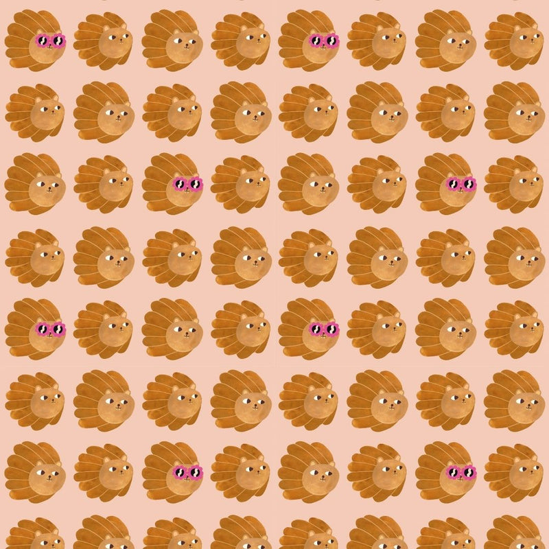 Behangstaal Meet me at the Wall - Lion heads - Pale pink - Aniek Bartels