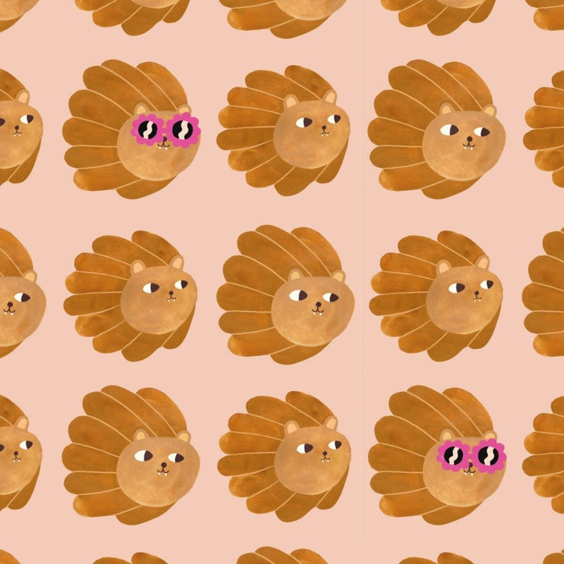 Behangstaal Meet me at the Wall - Lion heads - Pale pink - Aniek Bartels