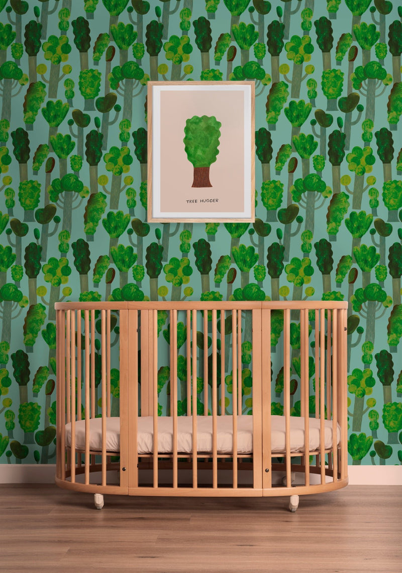 Behangstaal Meet me at the Wall - Trees Sky blue - Aniek Bartels