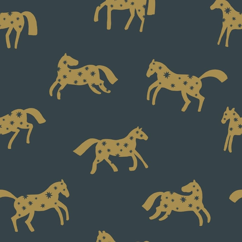 Wallpaper sample Meet me at the Wall - Magic horses - Night blue - Joëlle Wehkamp