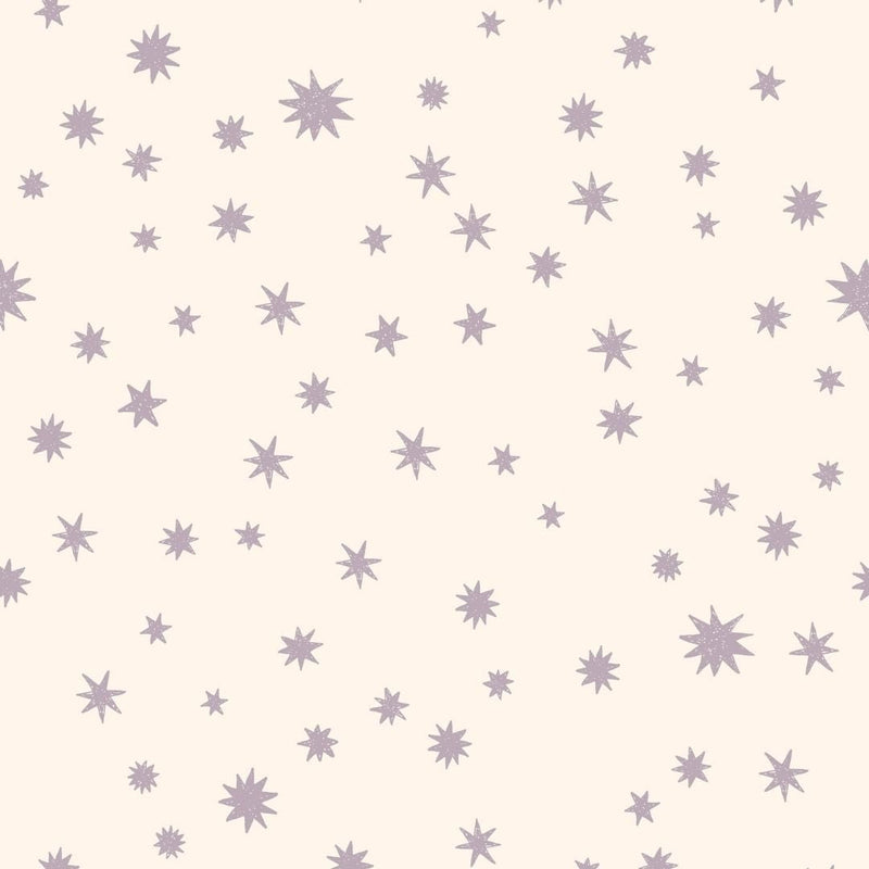 Wallpaper sample Meet me at the Wall - Starry Night - Cream & Lilac - Joëlle Wehkamp