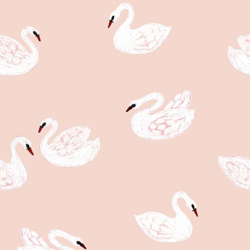 Behangstaal Meet me at the Wall - Swans - Soft Pink - Joëlle Wehkamp
