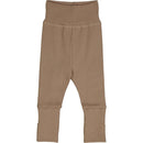 Müsli - Rib baby pants with folding feet - Walnut