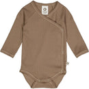 Müsli - Rib Overslag Body/ Romper - Walnut