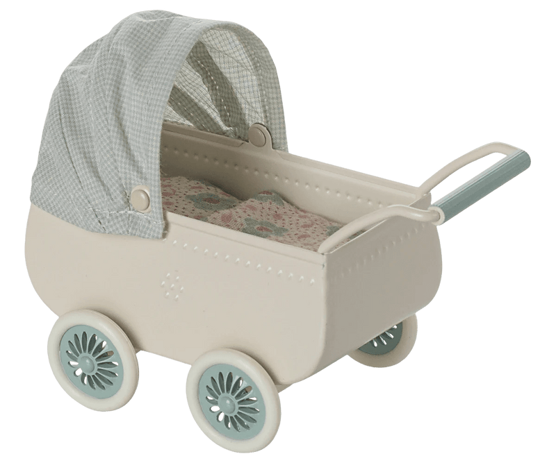 Maileg - Kinderwagen met baby muis - Mint