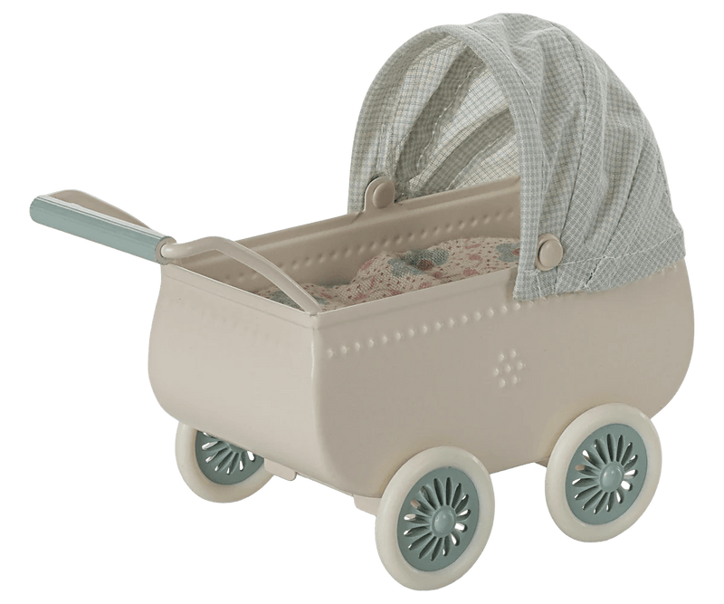 Maileg - Kinderwagen met baby muis - Mint
