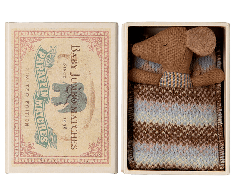 Maileg - Sleepy Wakey Baby Mouse in Matchbox - Rose