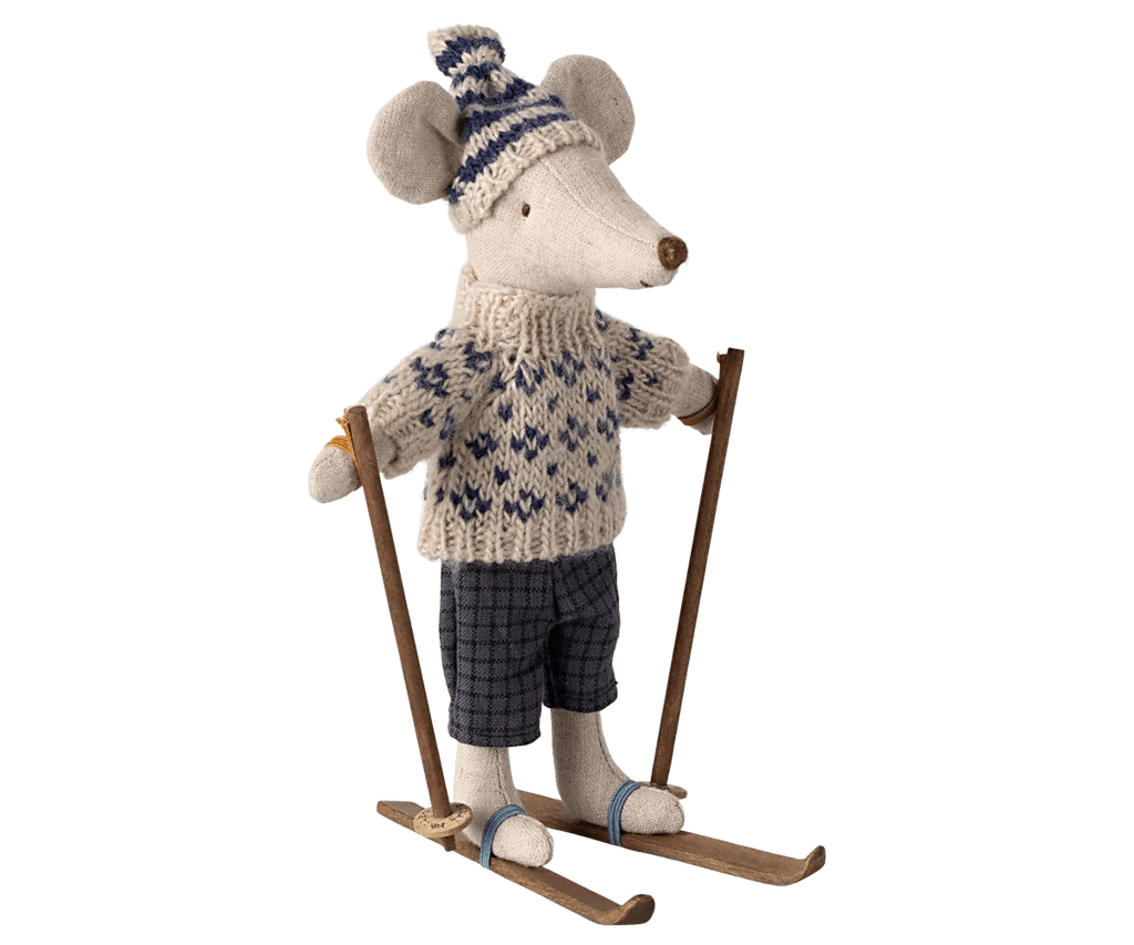 Maileg Wintermaus mit Ski-Set – Vatermaus