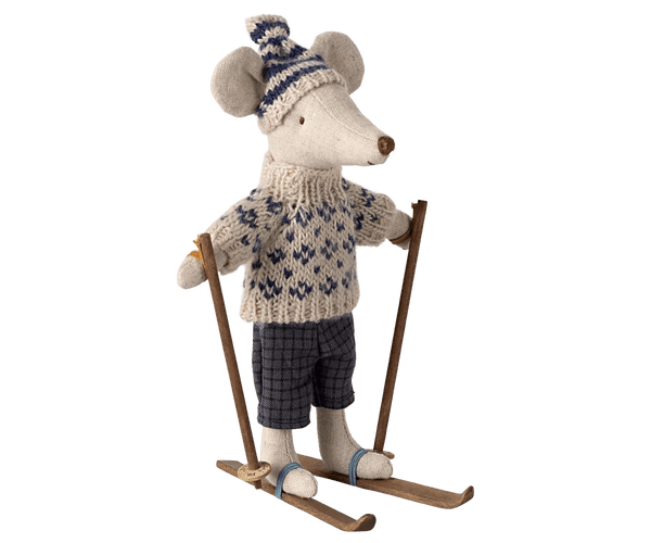 Maileg Wintermaus mit Ski-Set – Vatermaus