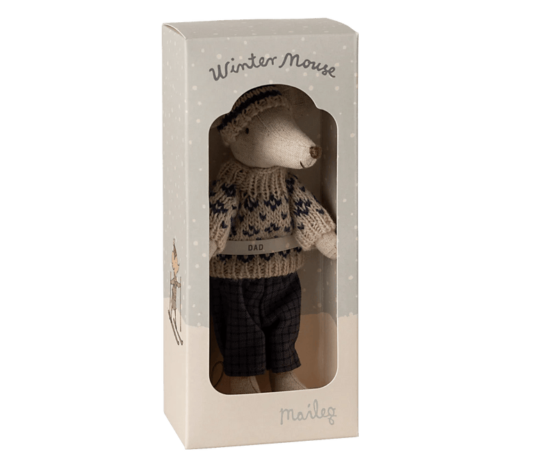 Maileg Wintermaus mit Ski-Set – Vatermaus