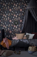 Majvillan behang voor de kinderkamer antraciet herten meisje