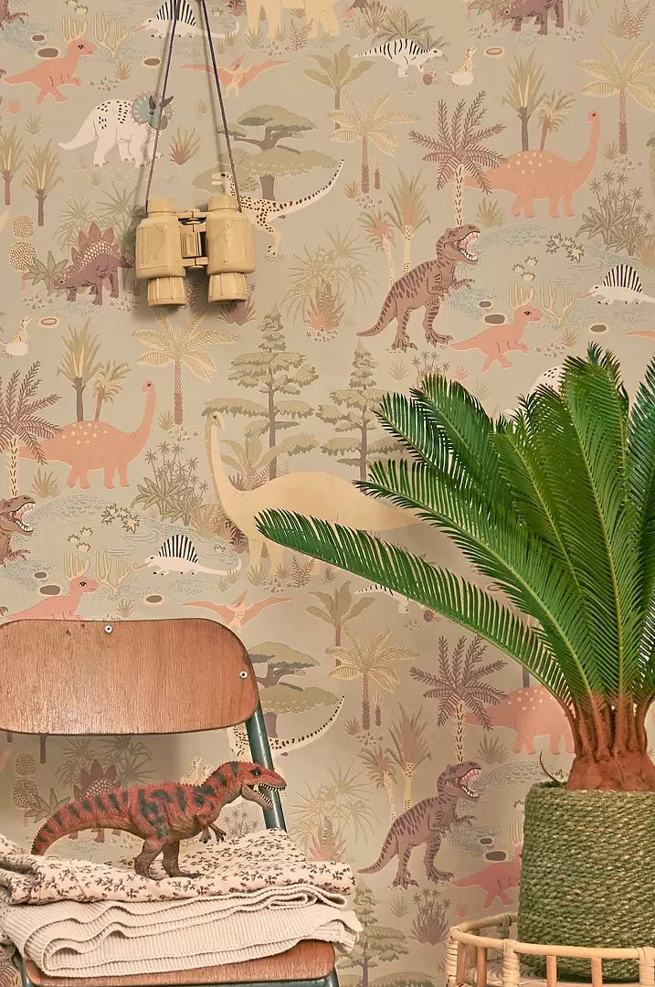 Majvillan Wallpaper - Dinosaur Vibes - Soft Green