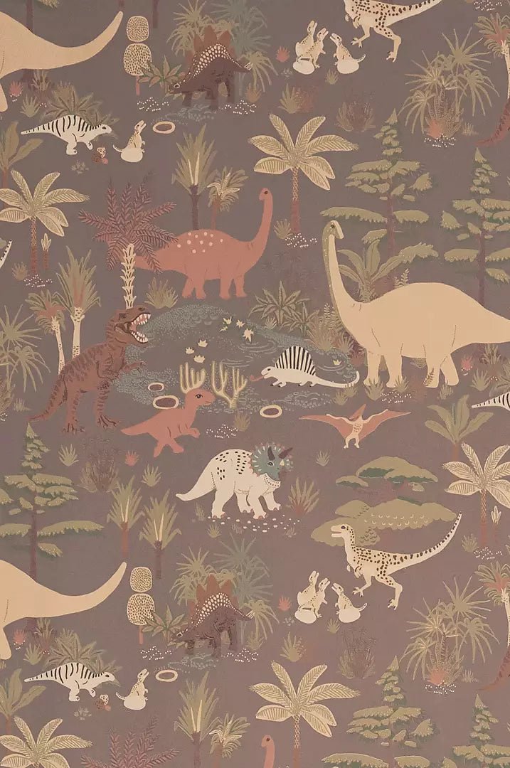 Wallpaper sample Majvillan - Dinosaur Vibes - Evening Gray