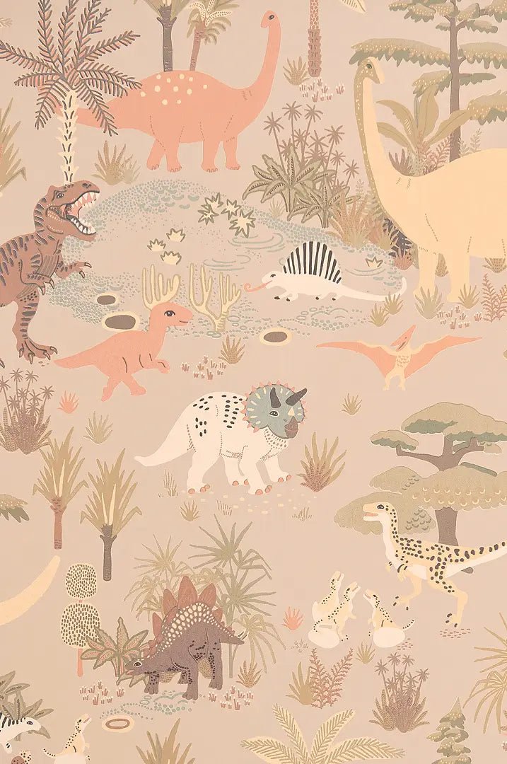 Wallpaper sample Majvillan - Dinosaur Vibes - Sandy Beige