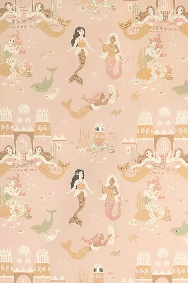 Wallpaper sample Majvillan - Mermaid Reef Ocean - Pink