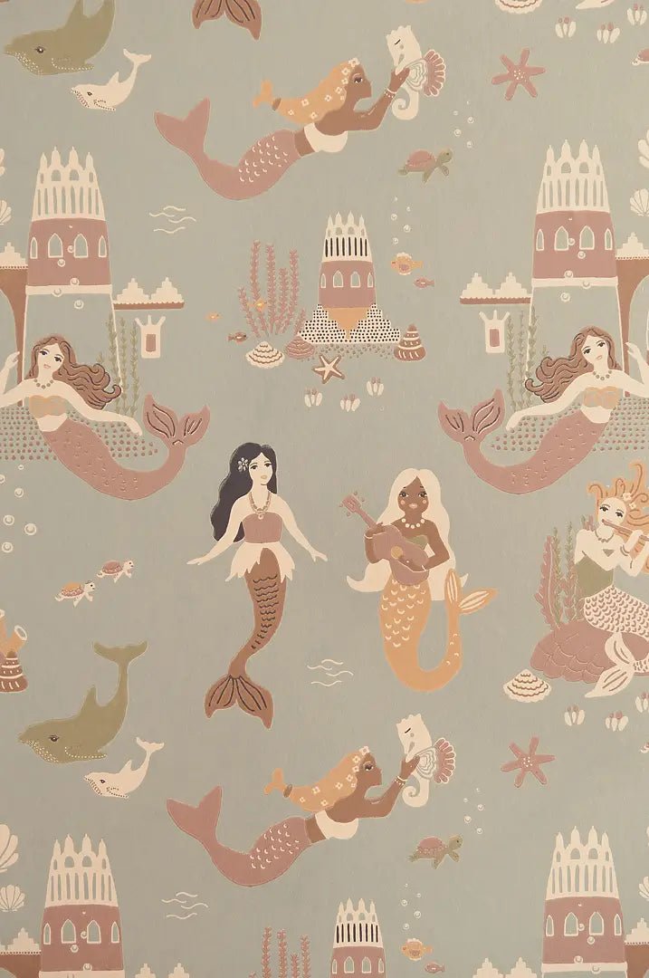 Majvillan Wallpaper - Mermaid Reef - Ocean Blue