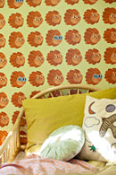 Wallpaper Meet me at the Wall - Lion head - Matcha - Aniek Bartels