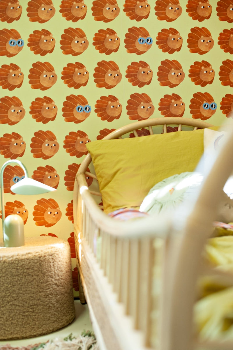 Wallpaper Meet me at the Wall - Lion head - Matcha - Aniek Bartels