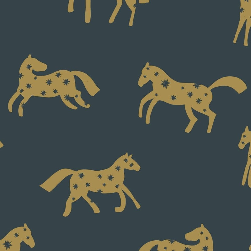 Behang Meet me at the Wall - Magic Horses - Night Blue - Joëlle Wehkamp