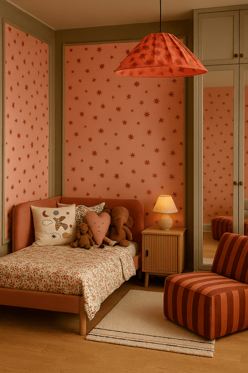 Behang Meet me at the Wall - Starry Night - Pink - Joëlle Wehkamp