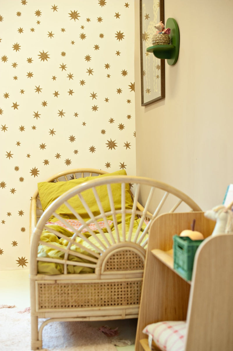 Behang Meet me at the Wall - Starry Night - Crème & Kaki - Joëlle Wehkamp