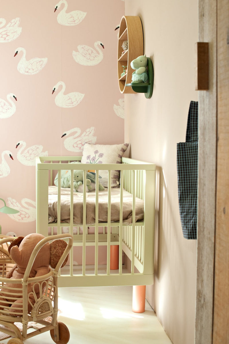 Wallpaper Meet me at the Wall - Swans - Soft pink - Joëlle Wehkamp