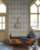 Midbec wallpaper - Kalas Green -Gray/Lila